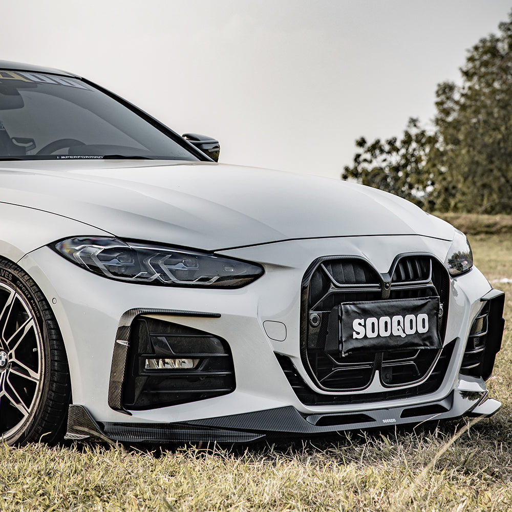 SooQoo BMW 4 Series G22 G23 Front Splitter In Gloss Carbon Fibre