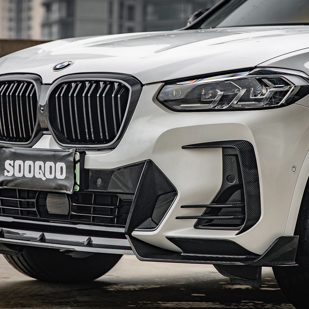 SooQoo BMW iX3 / X3 G01 / X4 G02 LCI Front Ducts In Gloss Carbon Fibre