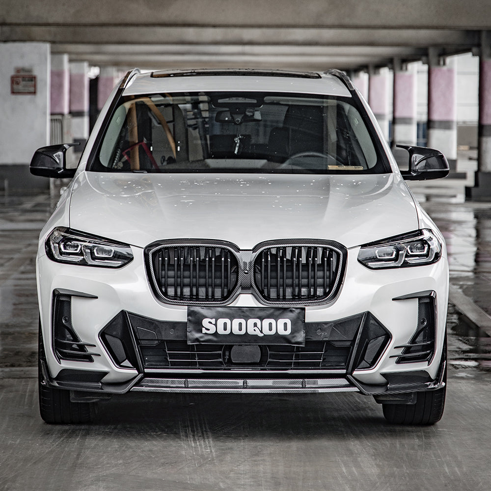 SooQoo BMW iX3 / X3 G01 / X4 G02 LCI Front Ducts In Gloss Carbon Fibre