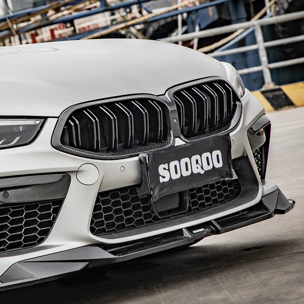 SooQoo BMW M8 F91 F92 F93 Front Splitter In Gloss Carbon Fibre