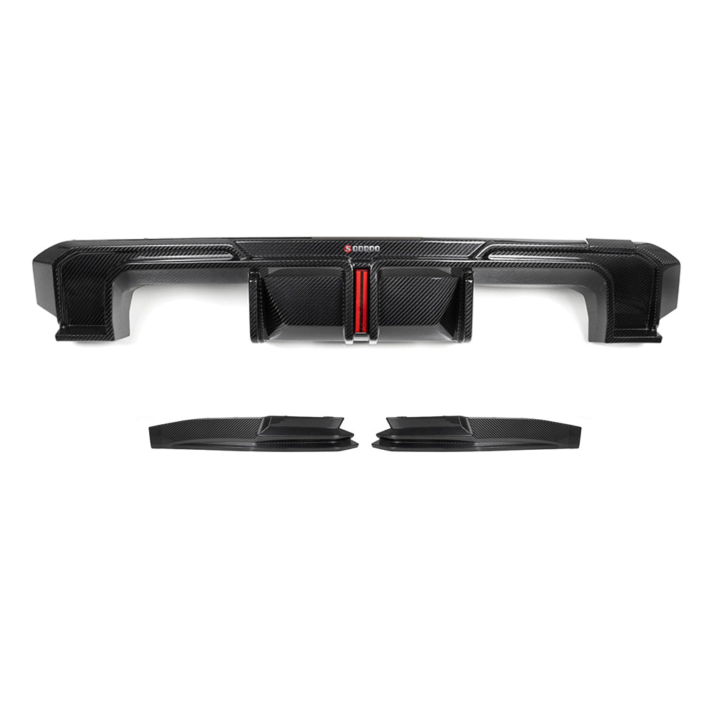 SooQoo BMW G82 & G83 M4 Rear Diffuser + Brake Light + Rear Splitters In Gloss Carbon Fibre