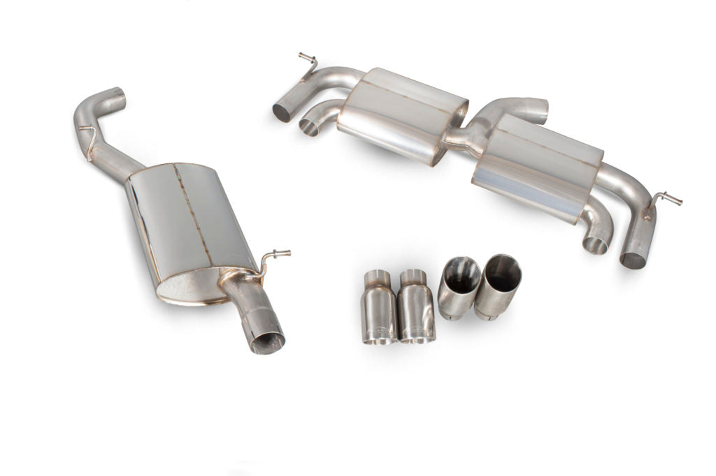 Scorpion VW Golf MK7 R 2.0L (14-16) Resonated Cat-Back Exhaust with No Valves- Polished Quad Daytona Tips – SVW044D