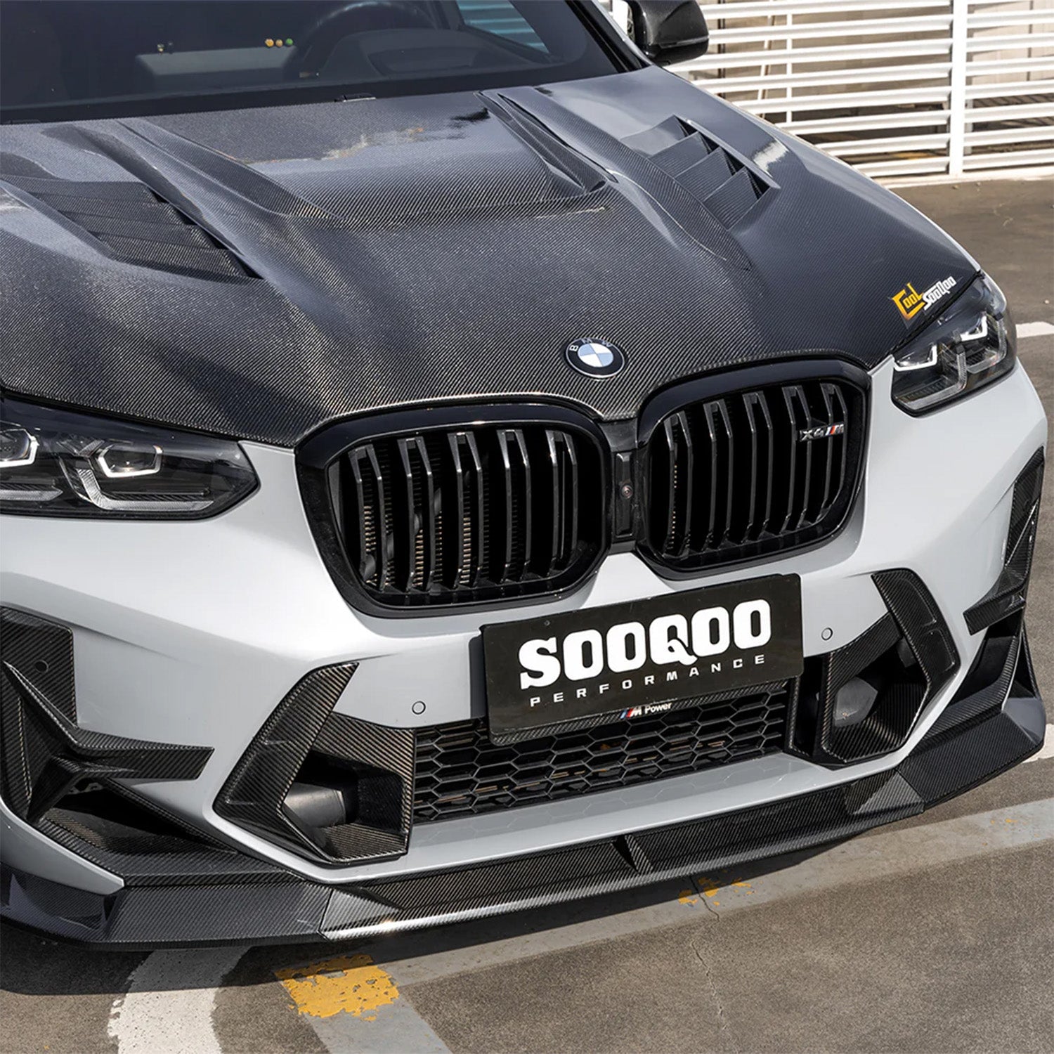 SooQoo BMW X3M F97 & X4M F98 LCI SQ-B Front Splitter In Gloss Pre Preg Carbon Fibre (Facelift 2022+)