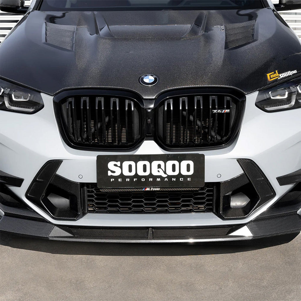 SooQoo BMW X3M F97 & X4M F98 LCI SQ-B Front Splitter In Gloss Pre Preg Carbon Fibre (Facelift 2022+)