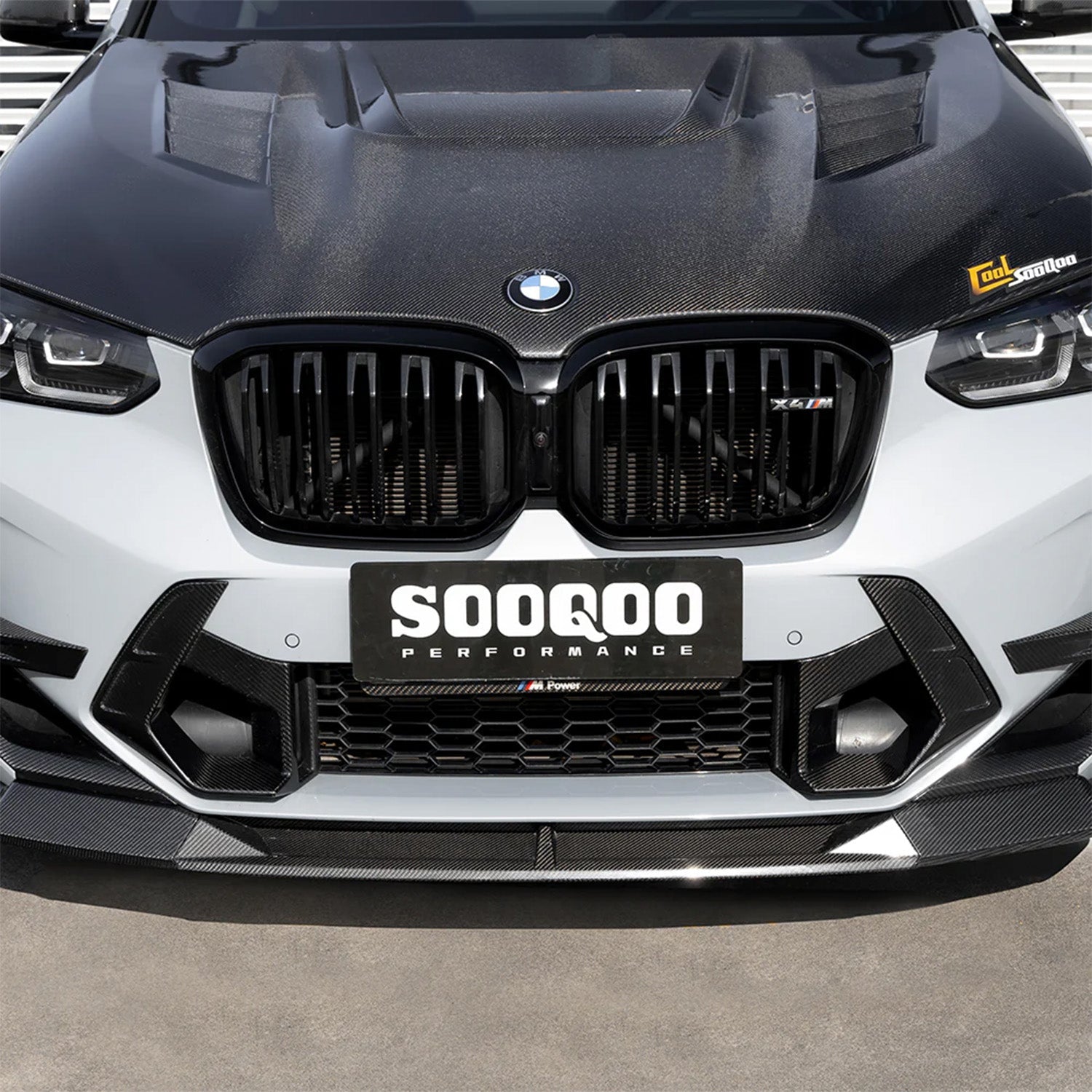 SooQoo BMW X3M F97 & X4M F98 LCI SQ-B Front Splitter In Gloss Pre Preg Carbon Fibre (Facelift 2022+)