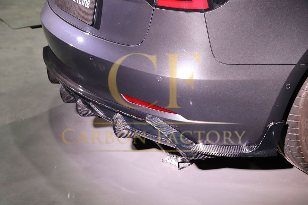 V Style Carbon Fibre 3 Pieces Rear Diffuser for Tesla Model 3 16-23
