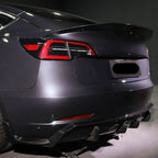 V Style Carbon Fibre 3 Pieces Rear Diffuser for Tesla Model 3 16-23