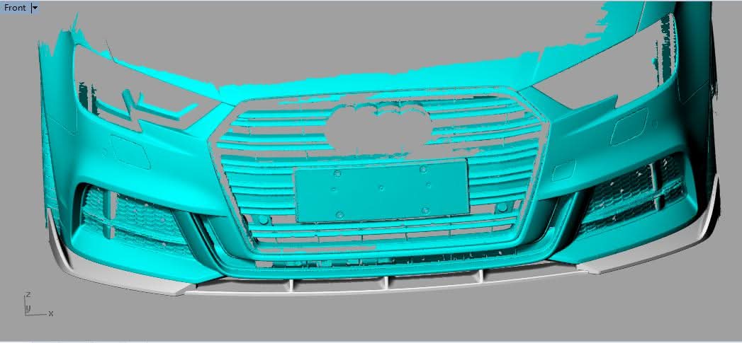 V Style Carbon Fibre Front Splitter for Audi A3 Saloon S Line & S3 16-19