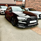 V Style Carbon Fibre Front Splitter for Audi A3 Saloon S Line & S3 16-19