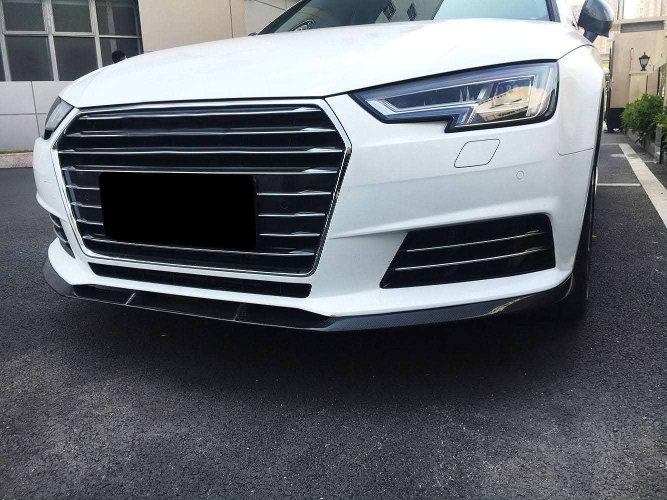 V Style Carbon Fibre Front Splitter for Audi A4 B9 Non S Line 15-19