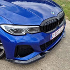 V Style Carbon Fibre Front Splitter for BMW G20 G21 3 Series Pre-LCI M Sport 19-22