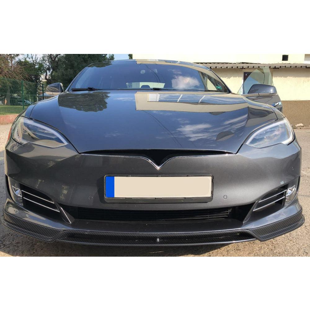 V Style Carbon Fibre Front Splitter for Tesla Model S 16-20