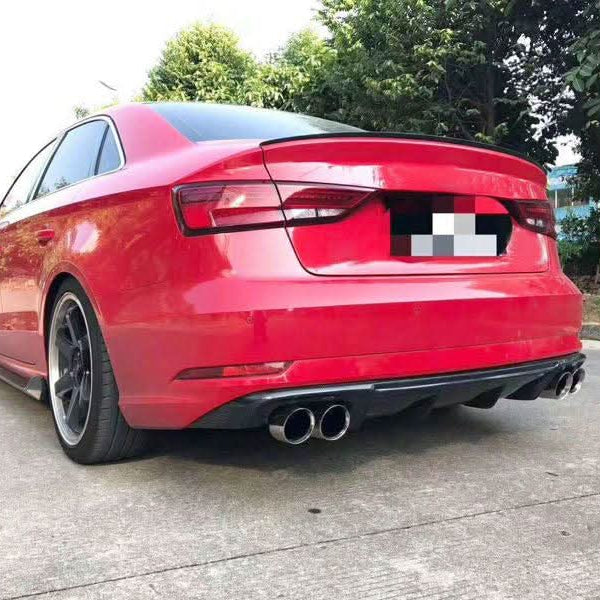 V Style Carbon Fibre Rear Diffuser for Audi A3 Saloon (Non S Line) 17-19