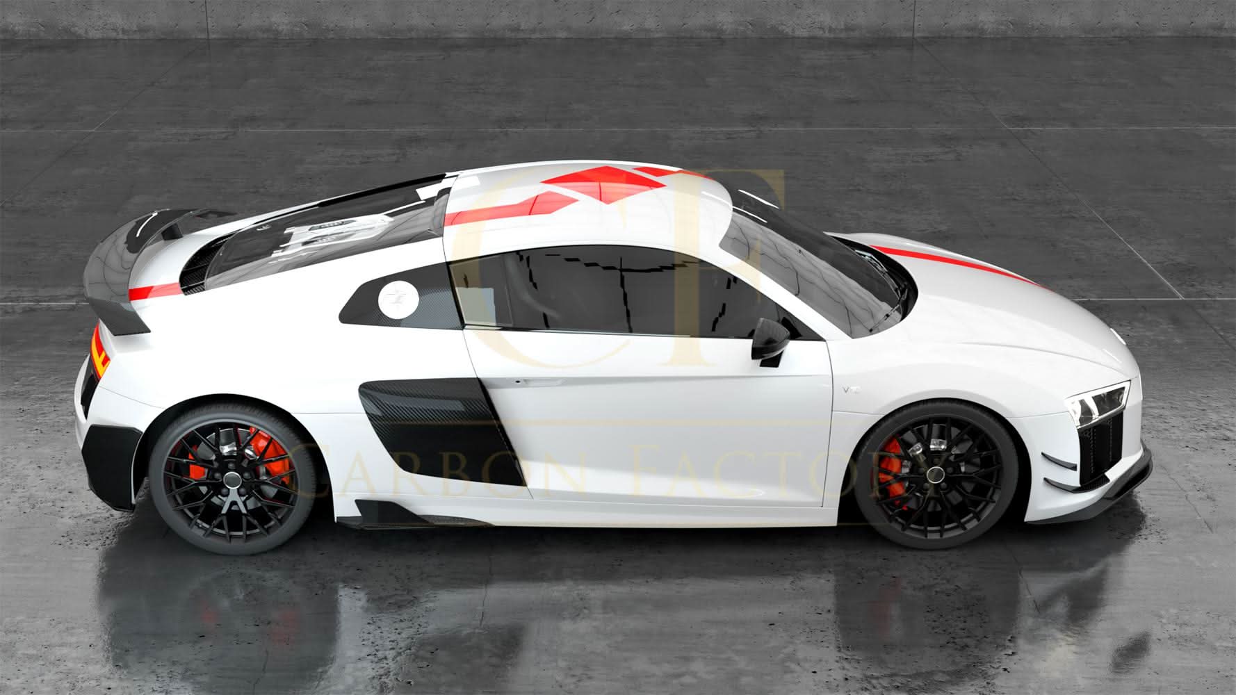 V Style Carbon Fibre Rear Side Skirts Extension for Audi R8 V10 Gen 2 15-19