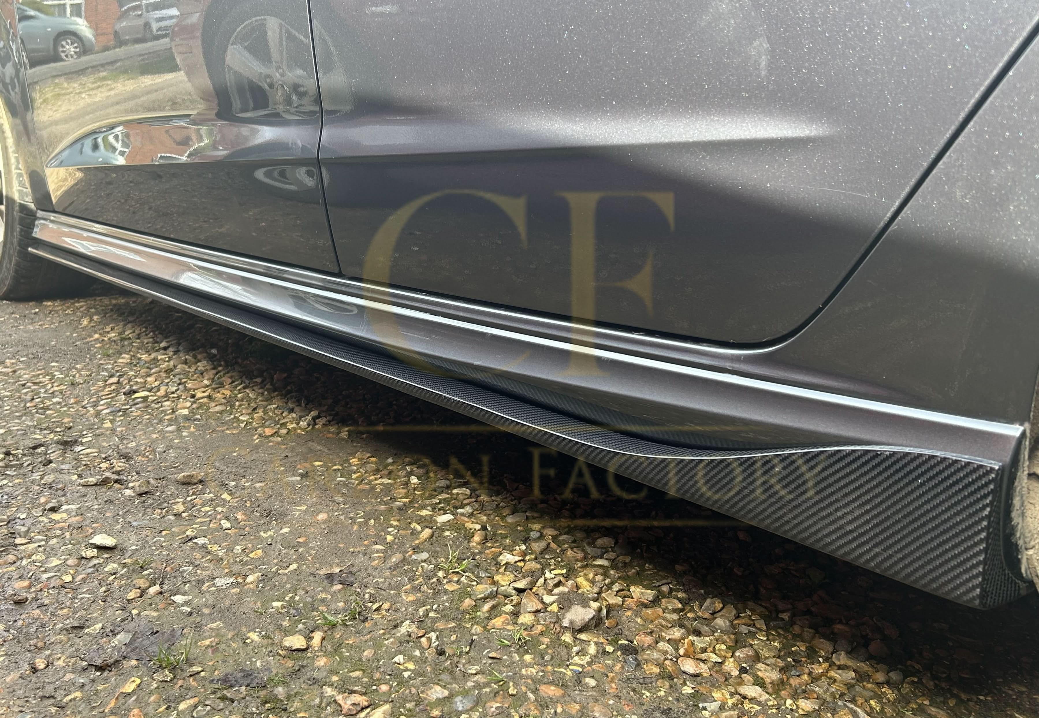 V Style Carbon Fibre Side Skirts for Audi A3 Hatchback S Line 13-15