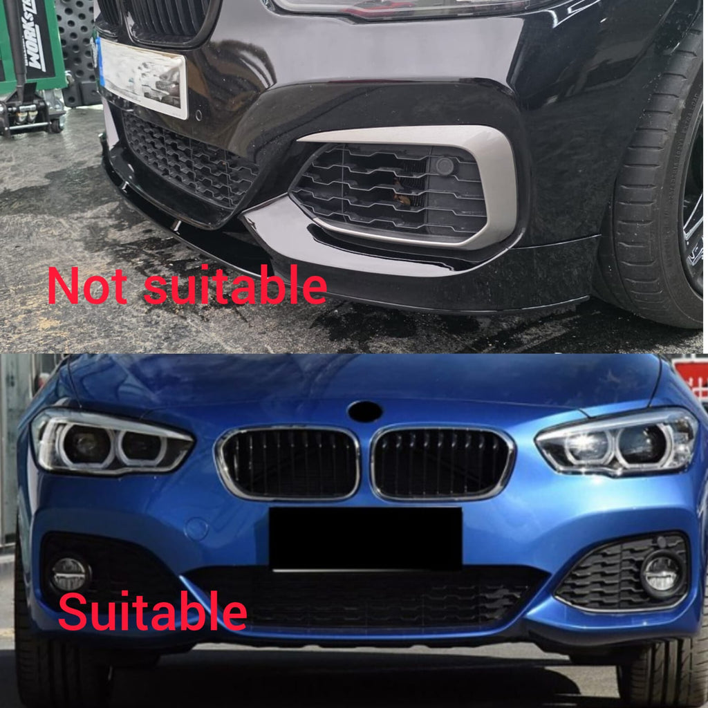 Gloss Black Front Bumper Trims for BMW F20 F21 1 Series LCI 15-19