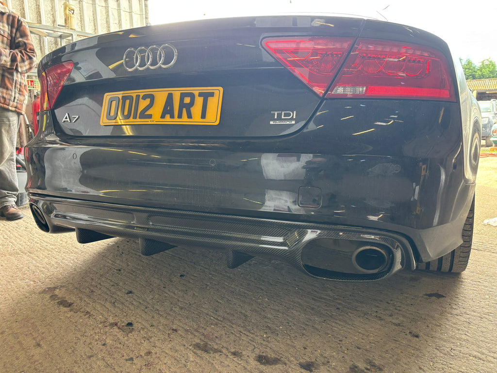 V Style Carbon Fibre Rear Diffuser for Audi 4G A7 S Line 10-14