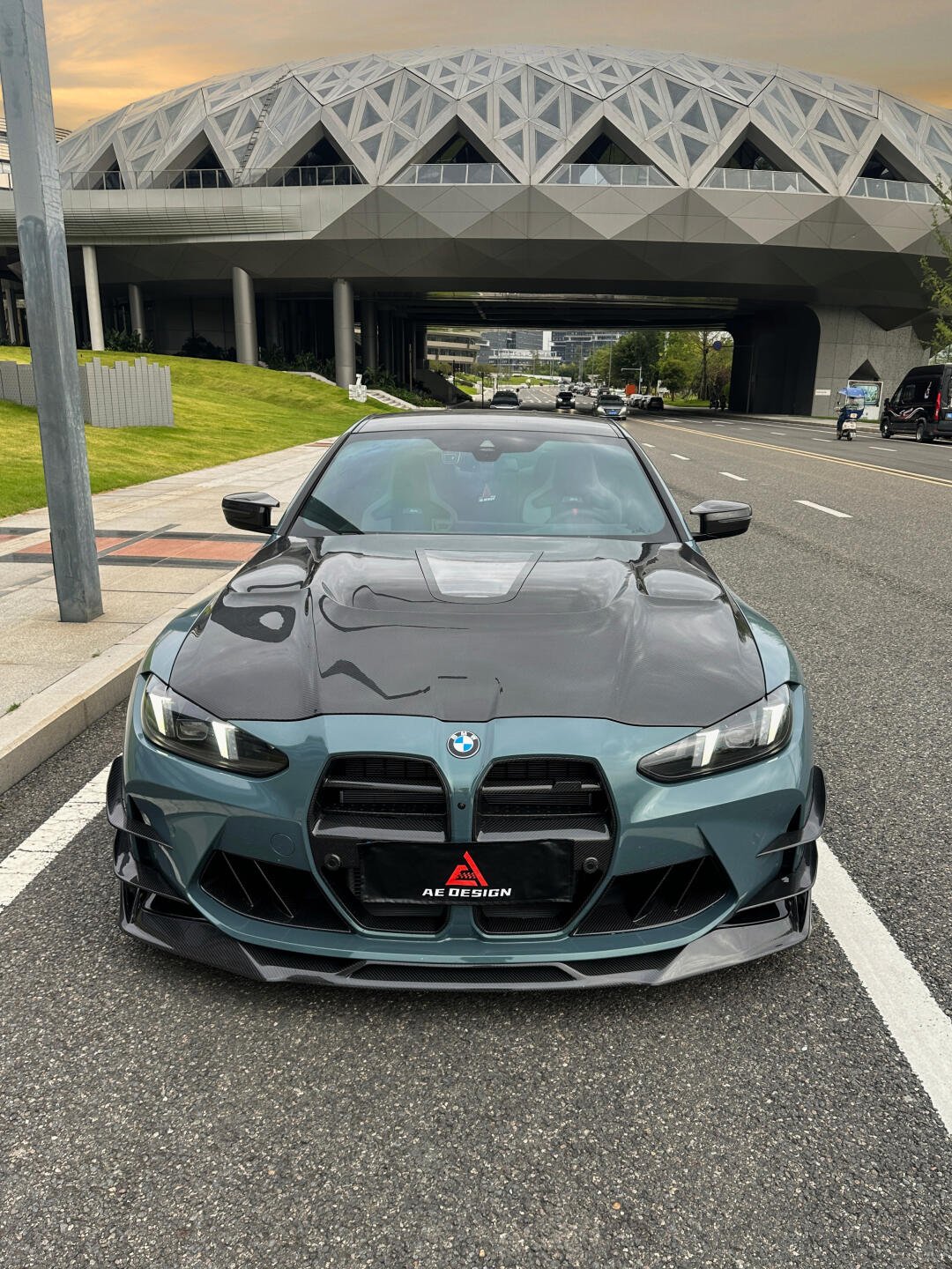 AE DESIGN - BMW M3 G80 / M4 G82 CARBON FIBER V2 HOOD BONNET WITH TRANSPARENT CLEAR ENGINE COVER