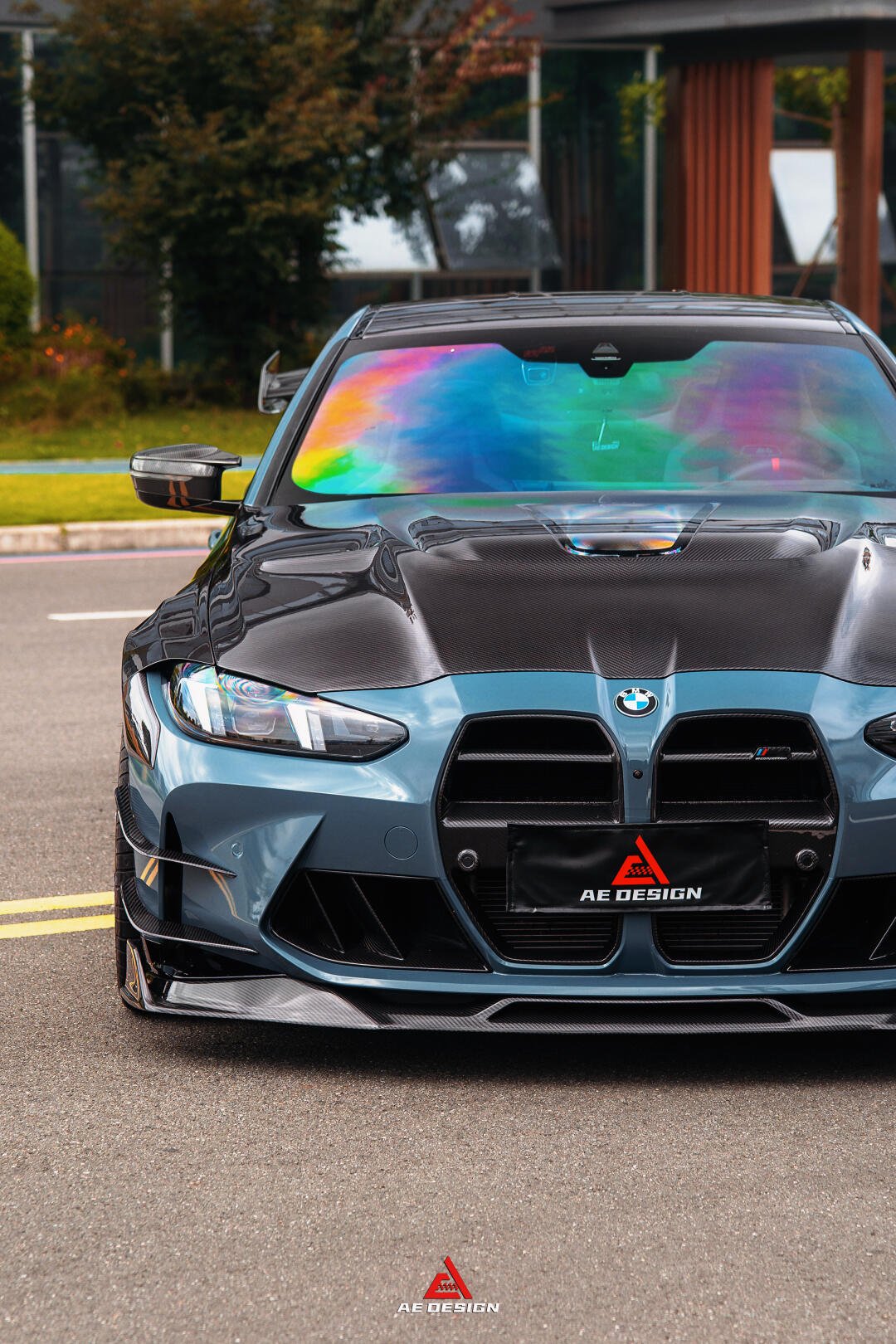 AE DESIGN - BMW M3 G80 / M4 G82 CARBON FIBER V2 HOOD BONNET WITH TRANSPARENT CLEAR ENGINE COVER