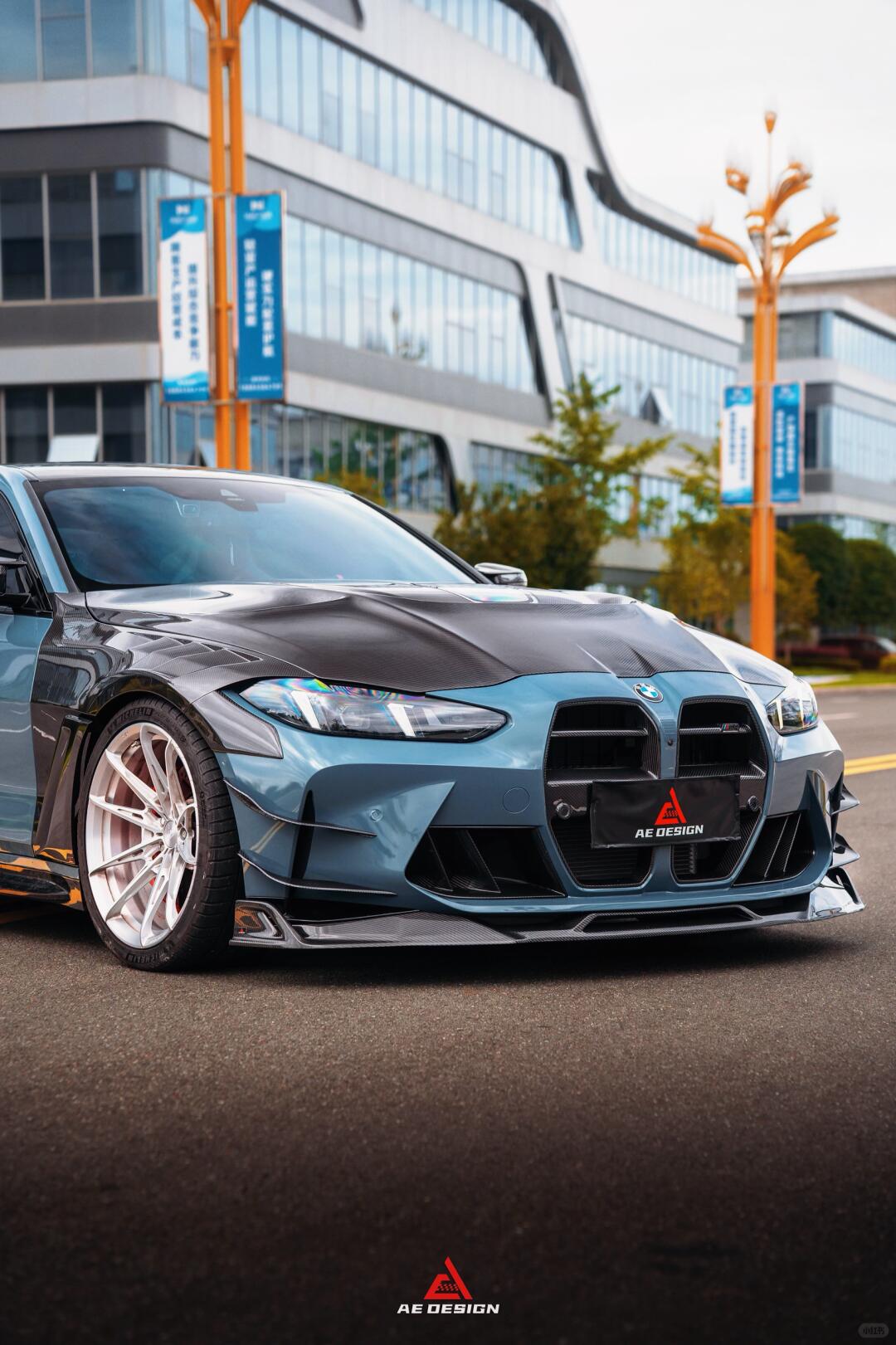 AE DESIGN - BMW M3 G80 / M4 G82 CARBON FIBER V2 HOOD BONNET WITH TRANSPARENT CLEAR ENGINE COVER