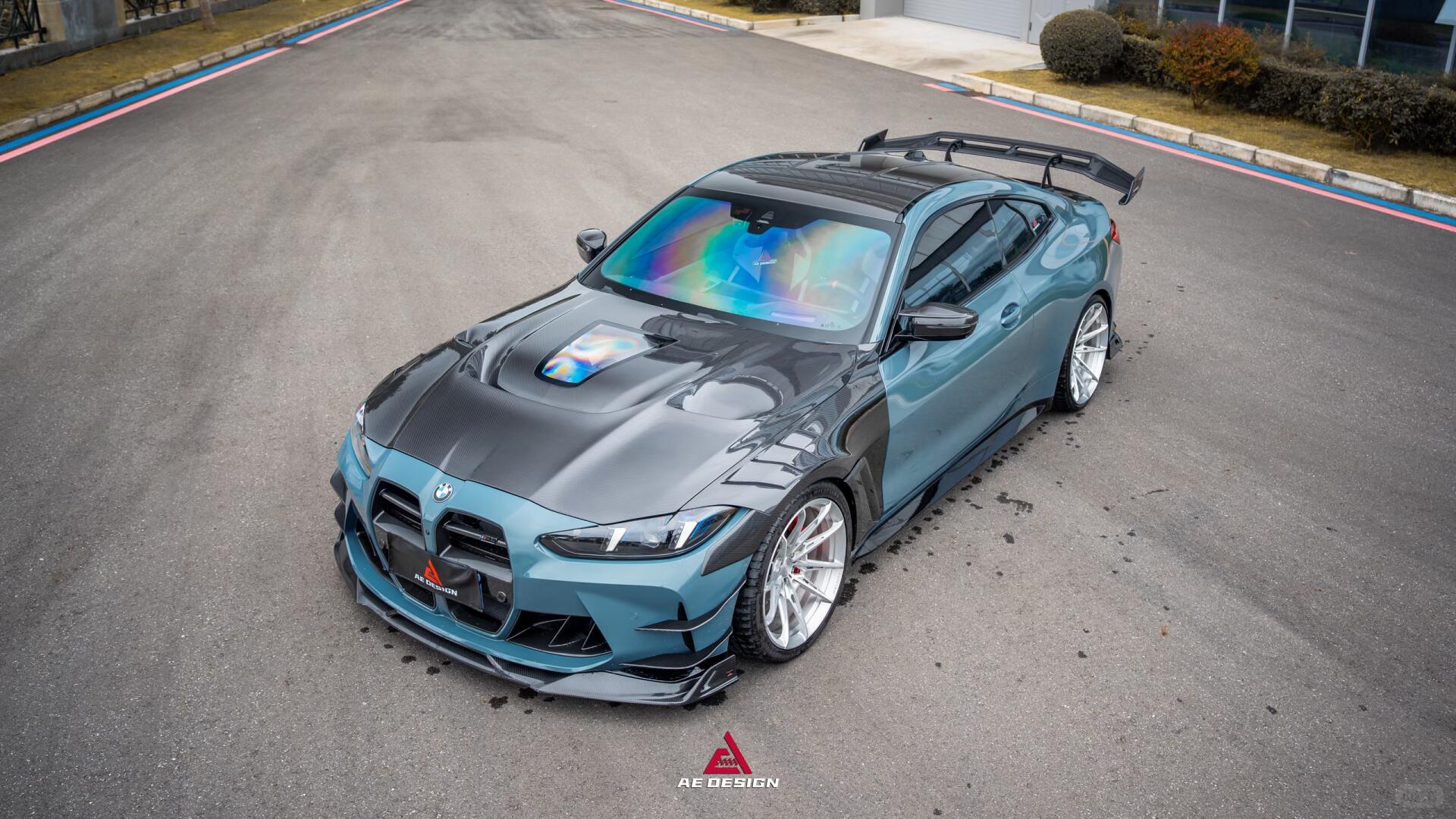 AE DESIGN - BMW M3 G80 / M4 G82 CARBON FIBER V2 HOOD BONNET WITH TRANSPARENT CLEAR ENGINE COVER