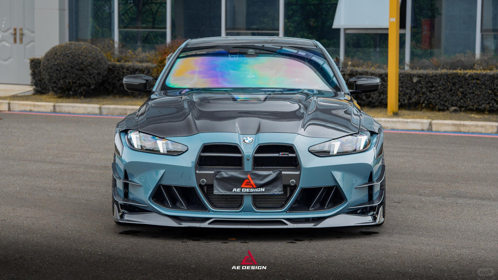 AE DESIGN - BMW M3 G80 / M4 G82 CARBON FIBER V2 HOOD BONNET WITH TRANSPARENT CLEAR ENGINE COVER