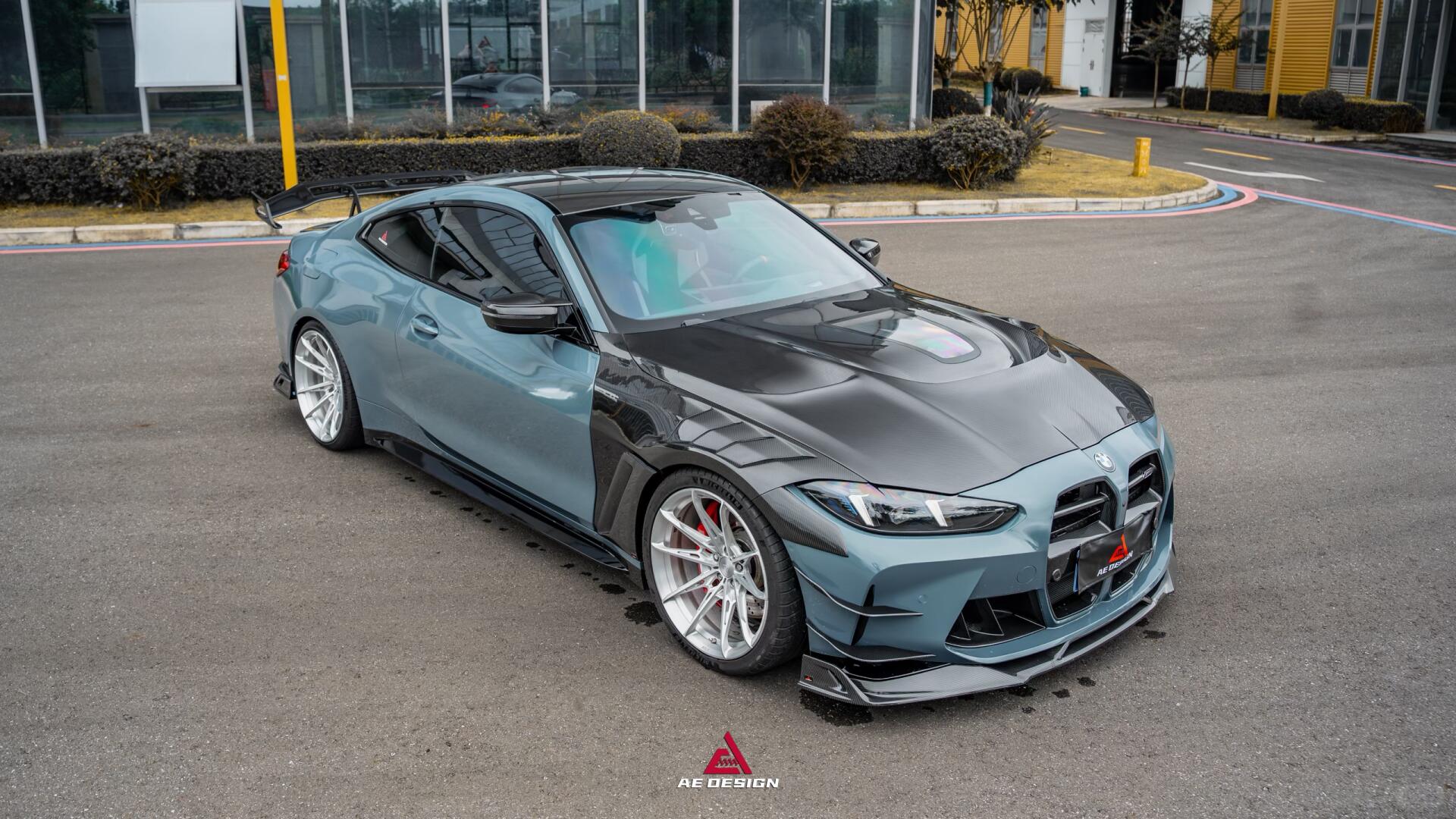 AE DESIGN - BMW M3 G80 / M4 G82 CARBON FIBER V2 HOOD BONNET WITH TRANSPARENT CLEAR ENGINE COVER