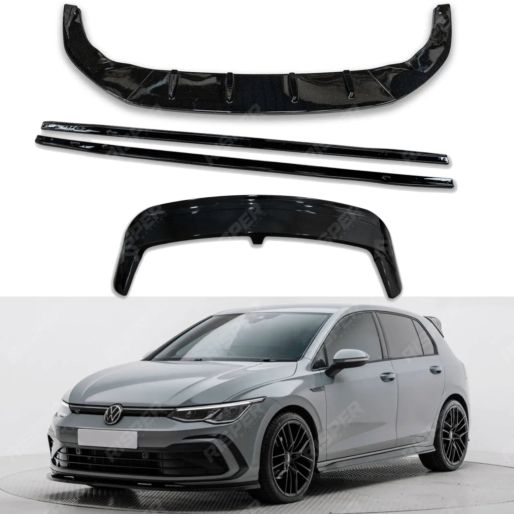 Aero Body Kit For Volkswagen Golf MK8 2020+ Gloss Black GTI GTD R & R LINE MODELS