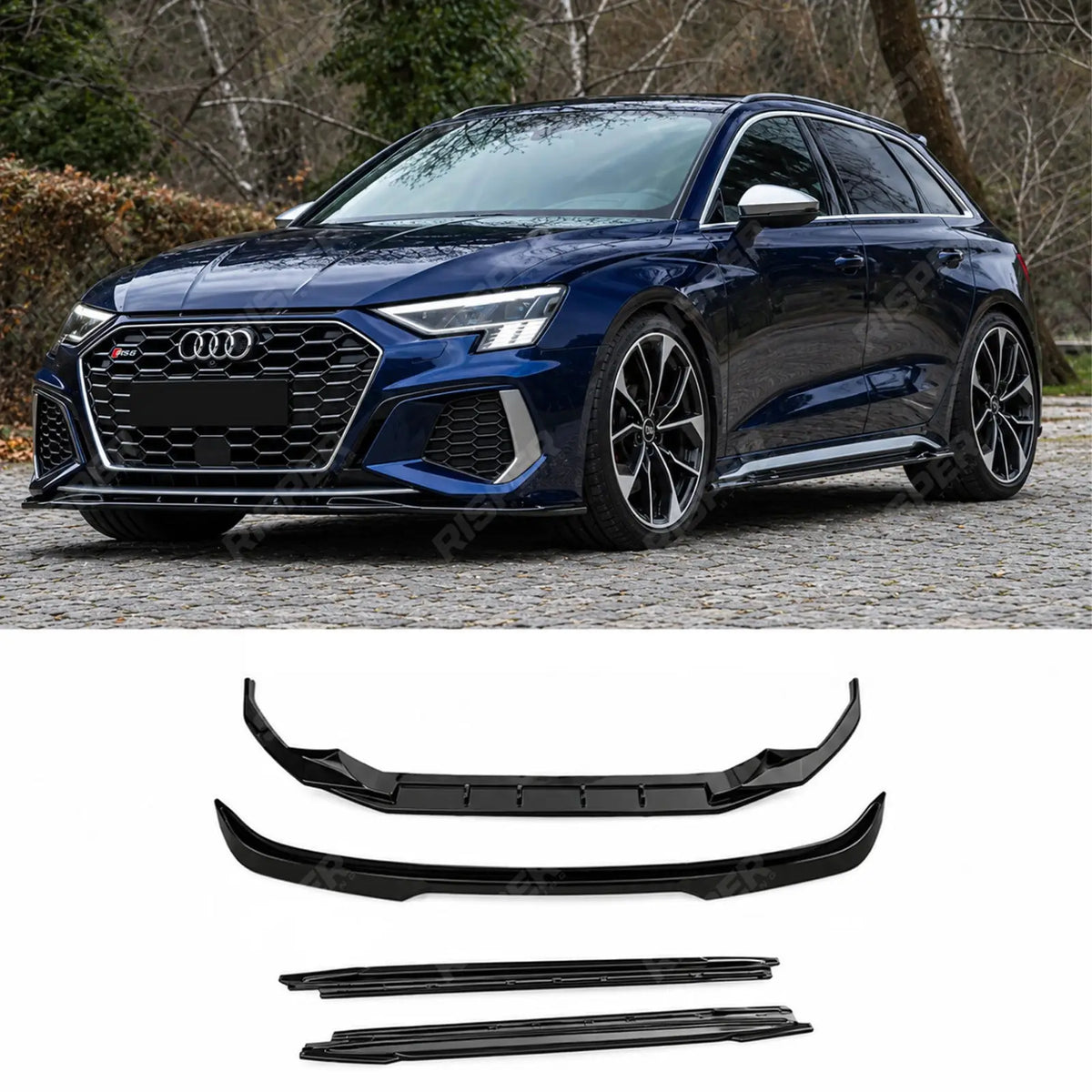 Aero Body Kit In Gloss Black For Audi S3 8Y 2020-2024 - A3 S-Line Hatchback 2020-2024