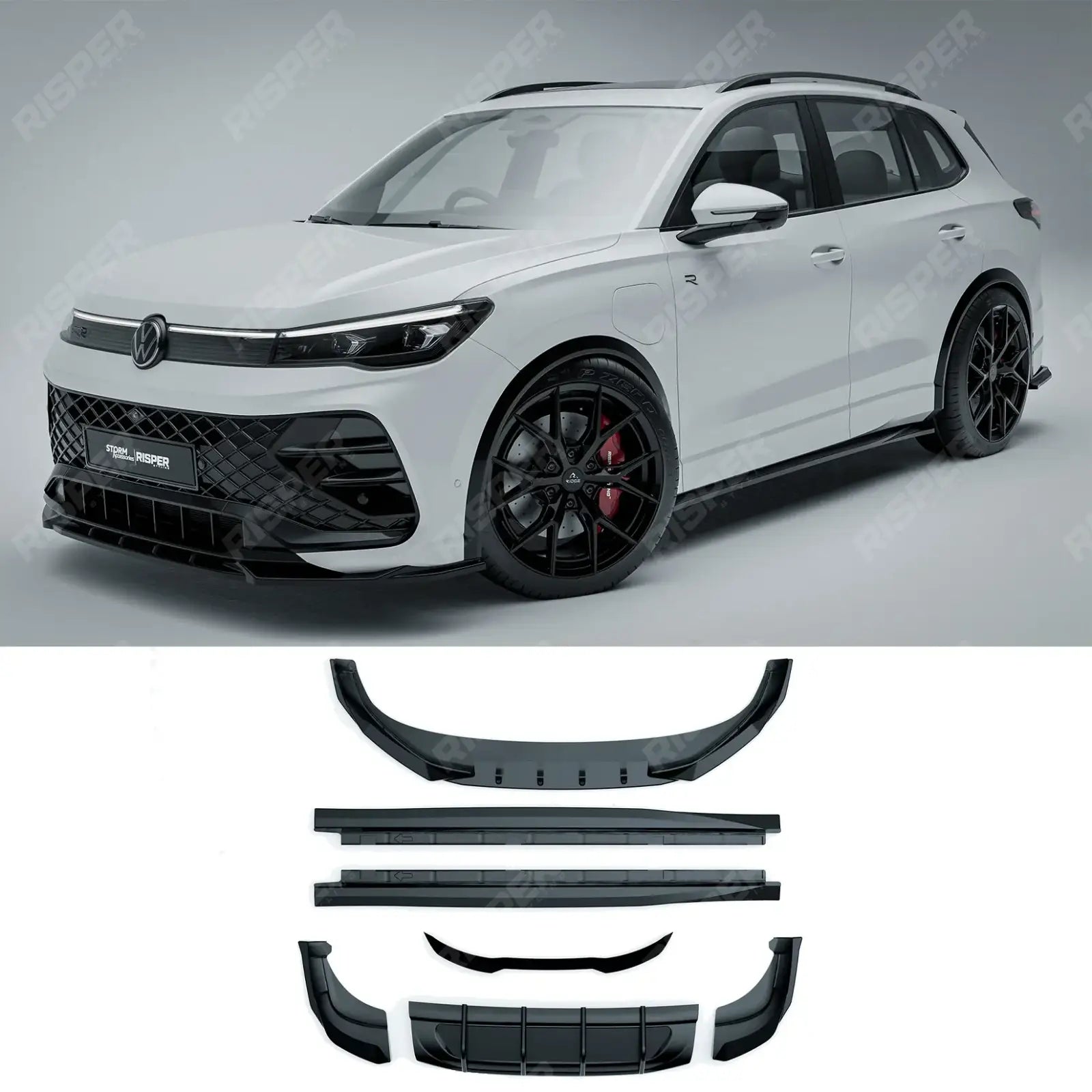 Aero Body Kit In Gloss Black For VW Tiguan R-Line MK3 2024 On