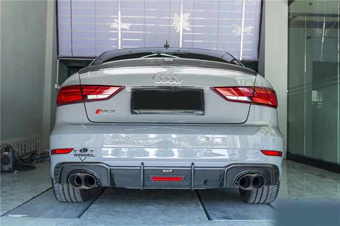 KARBEL - AUDI RS3 8V (2018-2020) CARBON FIBRE REAR DIFFUSER WITH BRAKE LIGHT