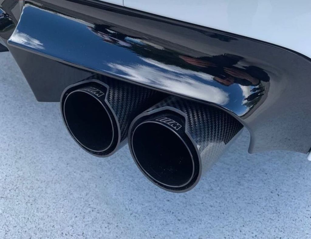 AERO CARBON -  BMW BLACK M PERFORMANCE STYLE CARBON FIBRE DUAL EXHAUST TIPS