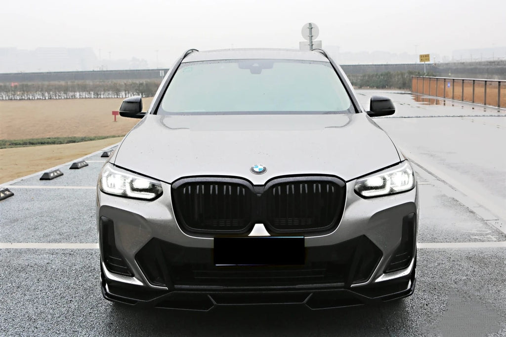 AERO CARBON - BMW X3 G01 / X4 G02 LCI GLOSSY BLACK FRONT LIP V STYLE