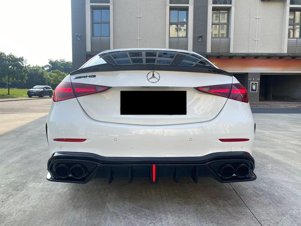 AERO CARBON - MERCEDES BENZ C CLASS W206 SLIM LINE LED REAR DIFFUSER GLOSS BLACK