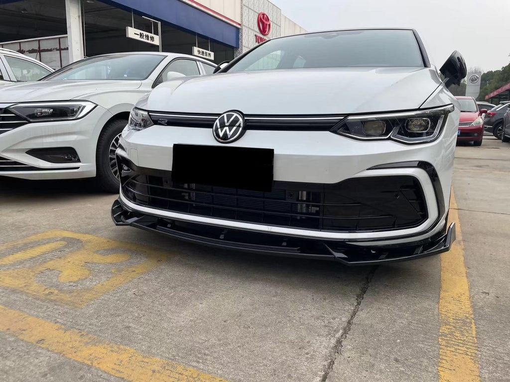 AERO CARBON - VOLKSWAGEN GOLF R LINE / GTI MK8 GLOSS BLACK FRONT LIP EXO STYLE
