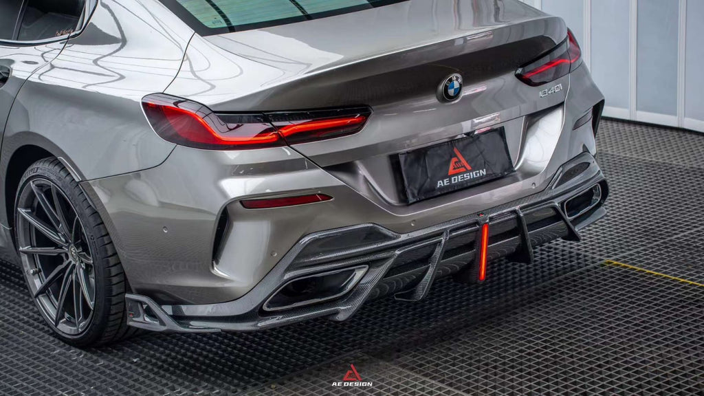AE DESIGN - BMW 8 SERIES G14 / G15 / G16  CARBON FIBRE LED REAR DIFFUSER