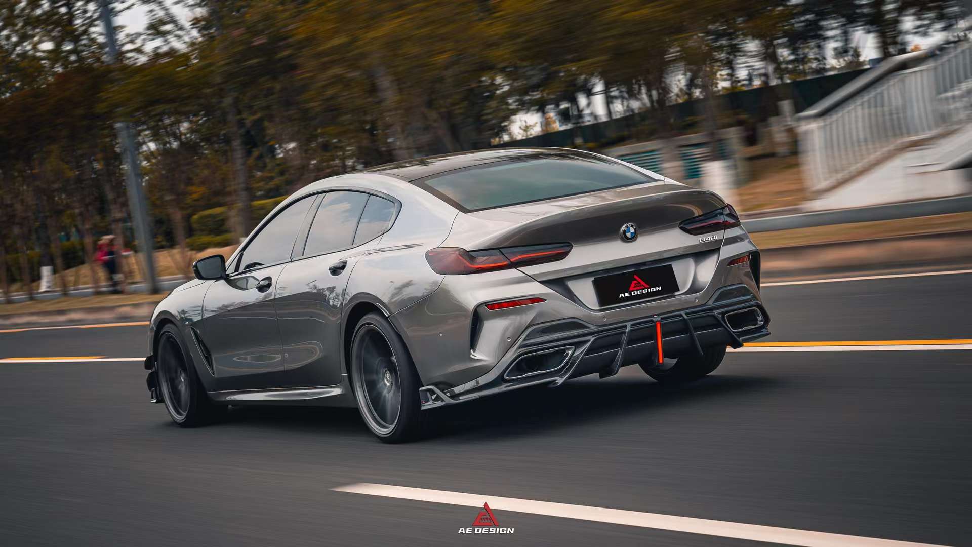 AE DESIGN - BMW 8 SERIES G14 / G15 / G16  CARBON FIBRE LED REAR DIFFUSER