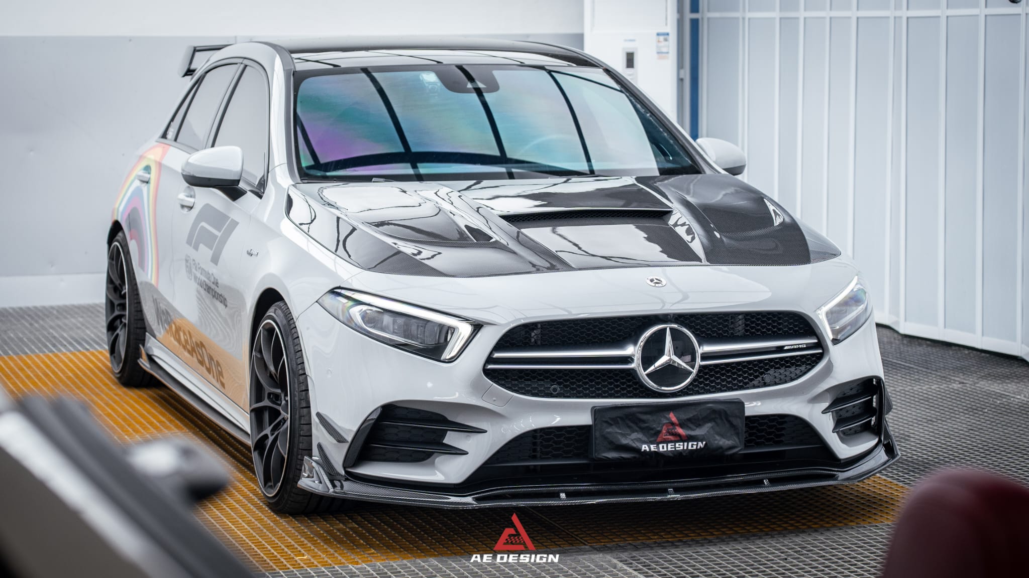 AE DESIGN - MERCEDES BENZ A CLASS W177 A35  CARBON FIBRE FRONT LIP SPLITTER