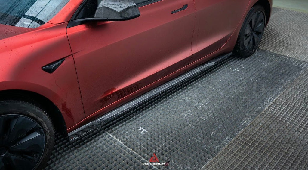 AE DESIGN - TESLA MODEL 3 HIGHLAND 2024+ CARBON FIBRE SIDE SKIRTS