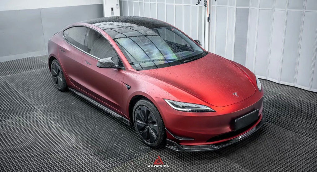 AE DESIGN - TESLA MODEL 3 HIGHLAND 2024+ CARBON FIBRE SIDE SKIRTS