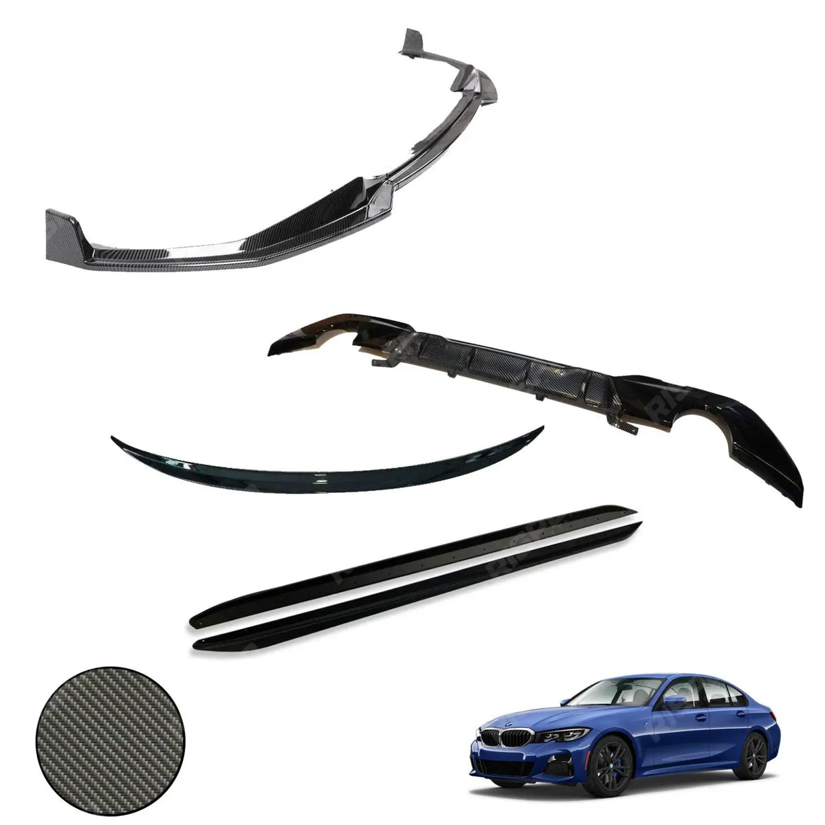 Aero Kit Lip Package In Carbon Look For BMW 3 Series G20 G28 M Sport 2018+