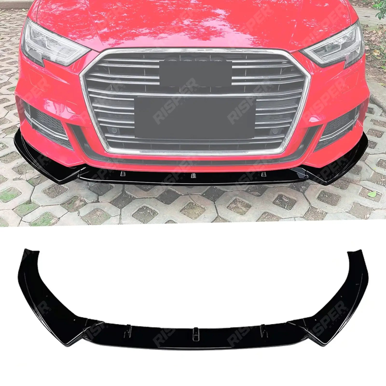 Audi A3 8V Facelift 2017-2020 Standard Models Front Splitter In Gloss Black