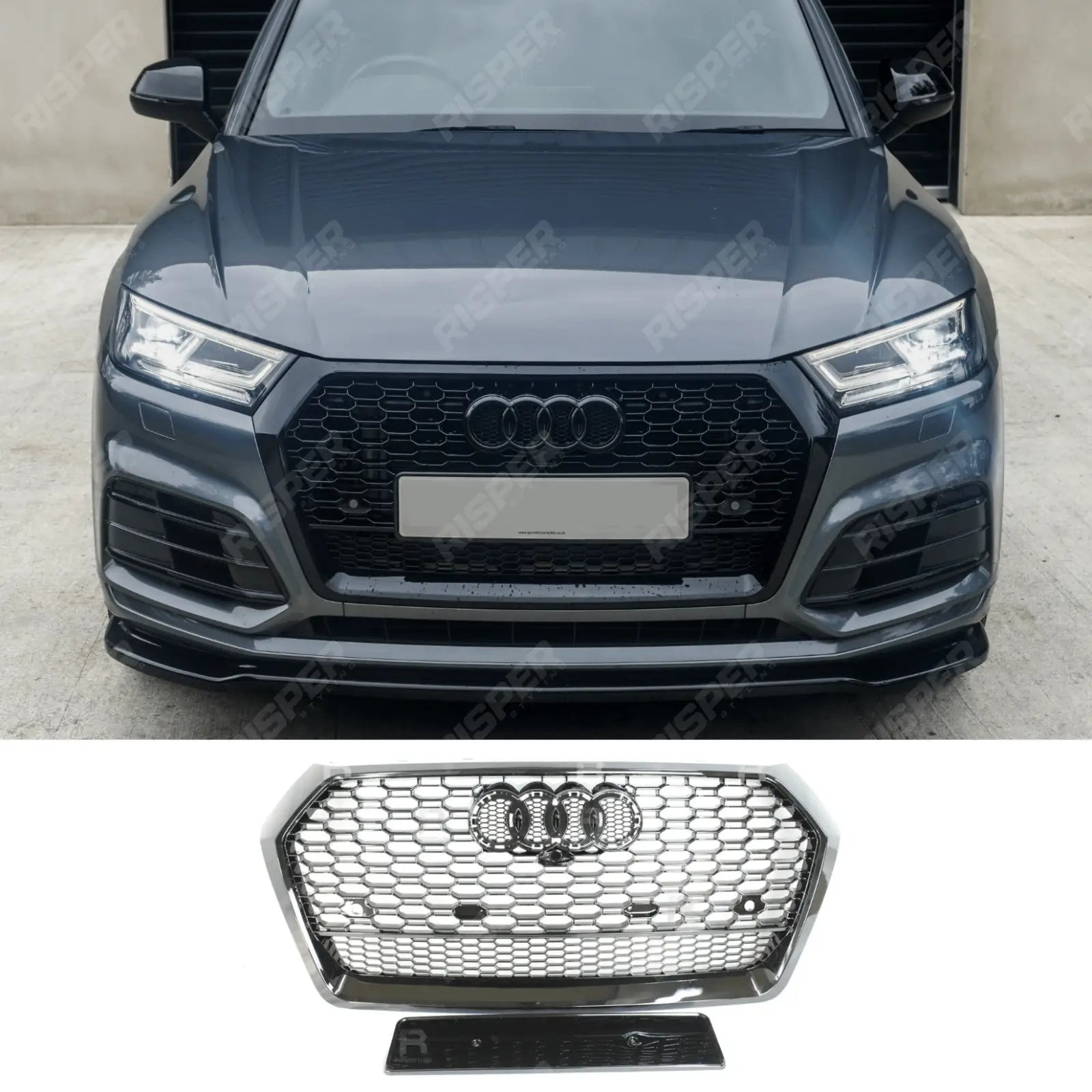 Audi Q5 / SQ5 2016-2019 Gloss Black 'RSQ5 Style' Honeycomb Grill
