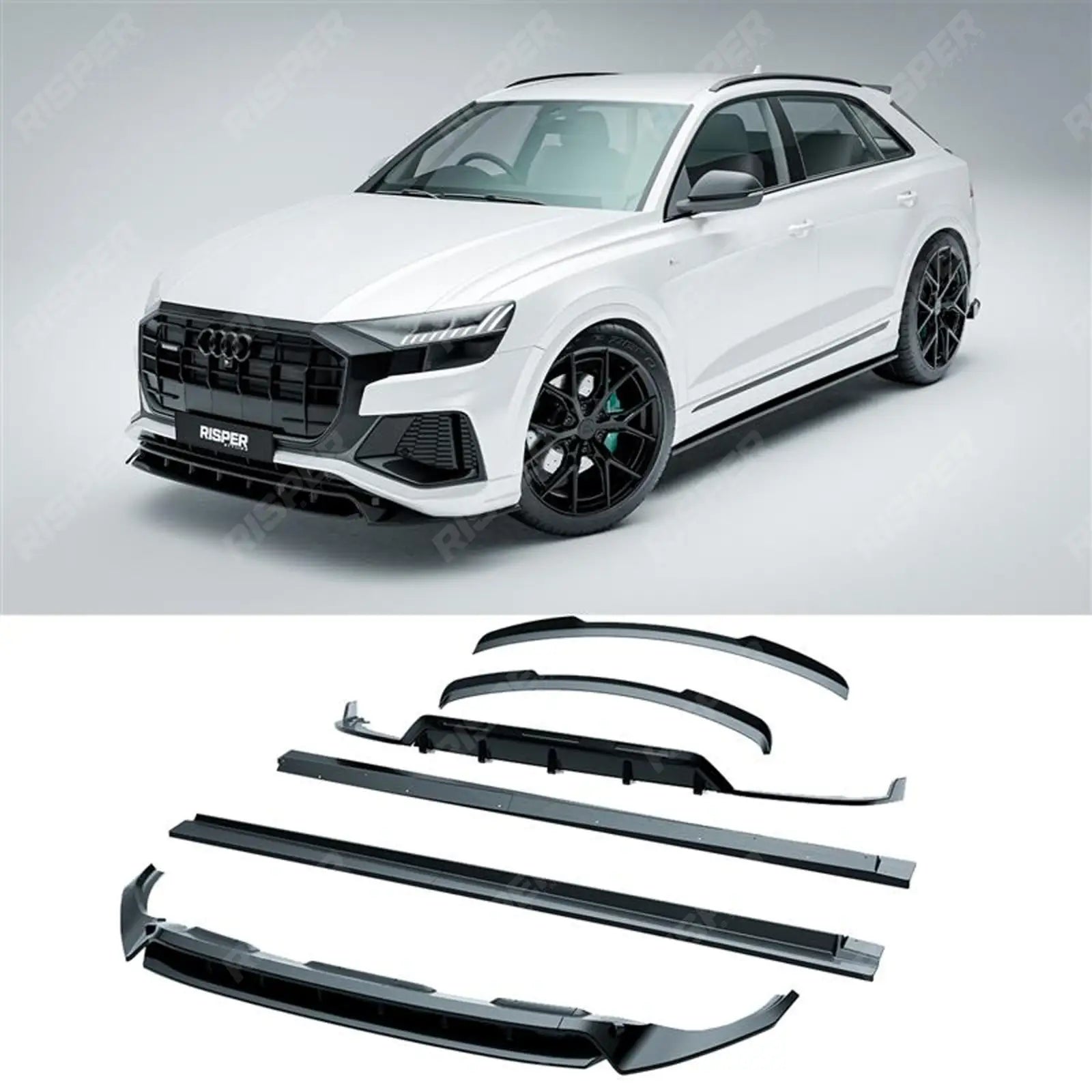 Audi Q8 S Line 2018-2023 Full Aero Low Line Kit In Gloss Black By Risper Styling