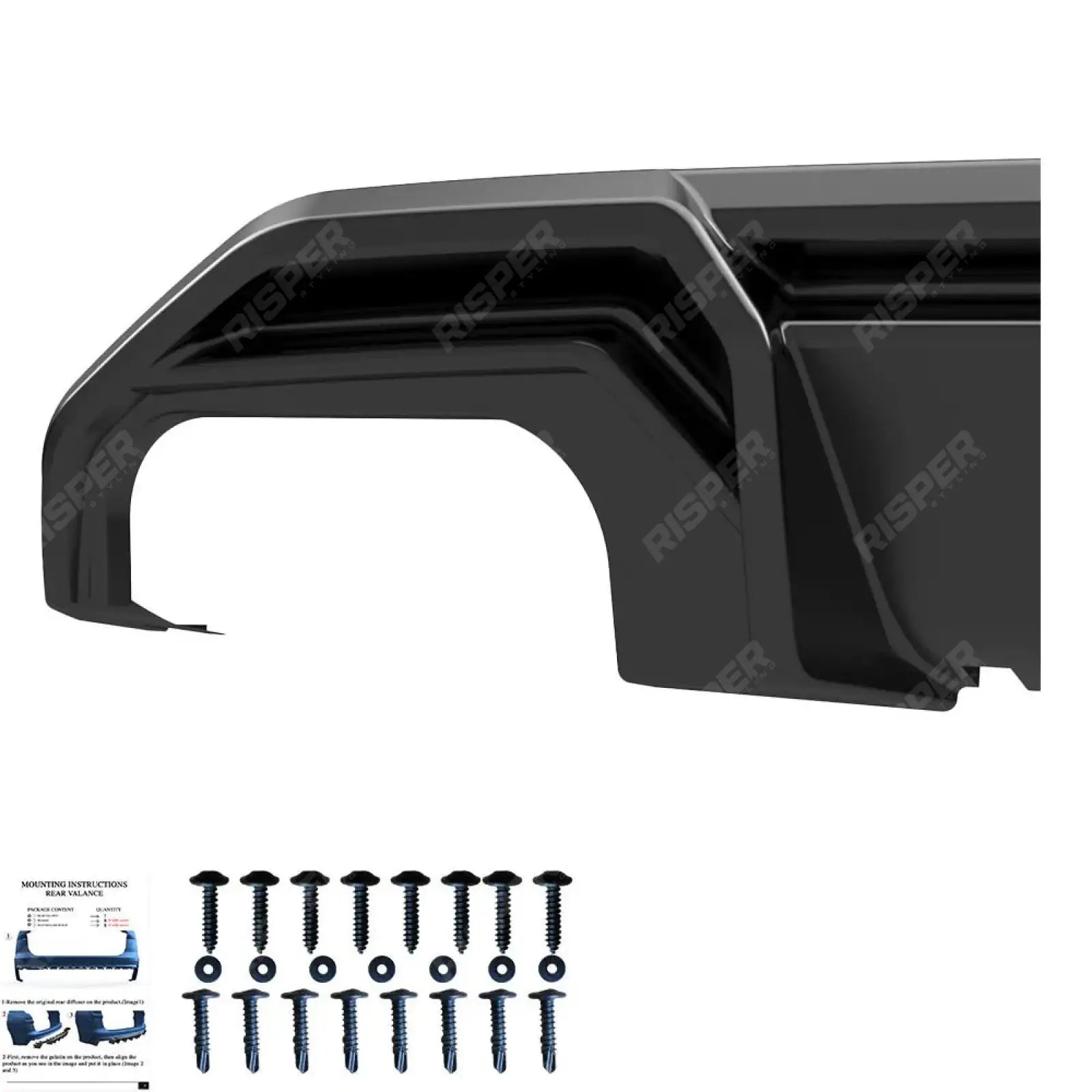 Audi S3 8Y 2020-2024 Rear Diffuser Valance / A3 S-LINE 8Y 2020-2024 Rear Diffuser Valance In Gloss Black