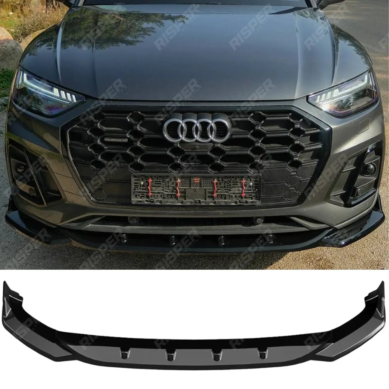 Audi SQ5 / Q5 S-Line Mk2 Facelift 2020-2024 Front Splitter In Gloss Black