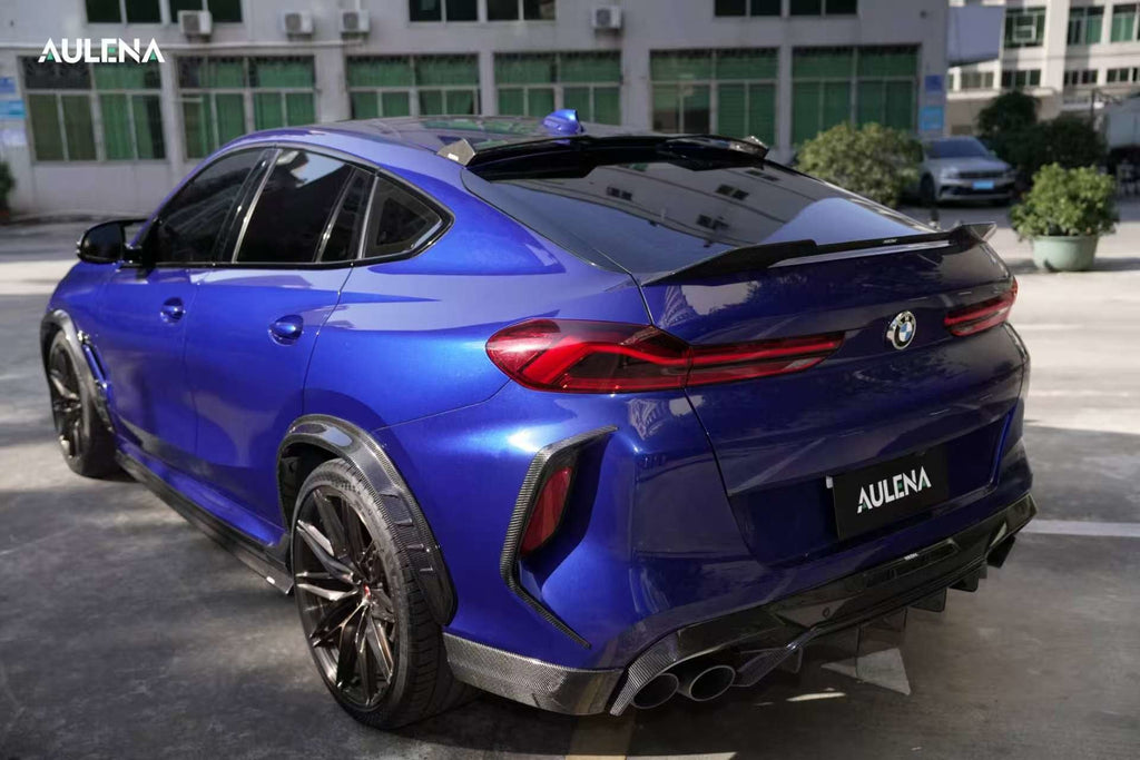 AULENA - BMW X6M F96 LCI DRY CARBON FIBRE REAR BUMPER CANARDS