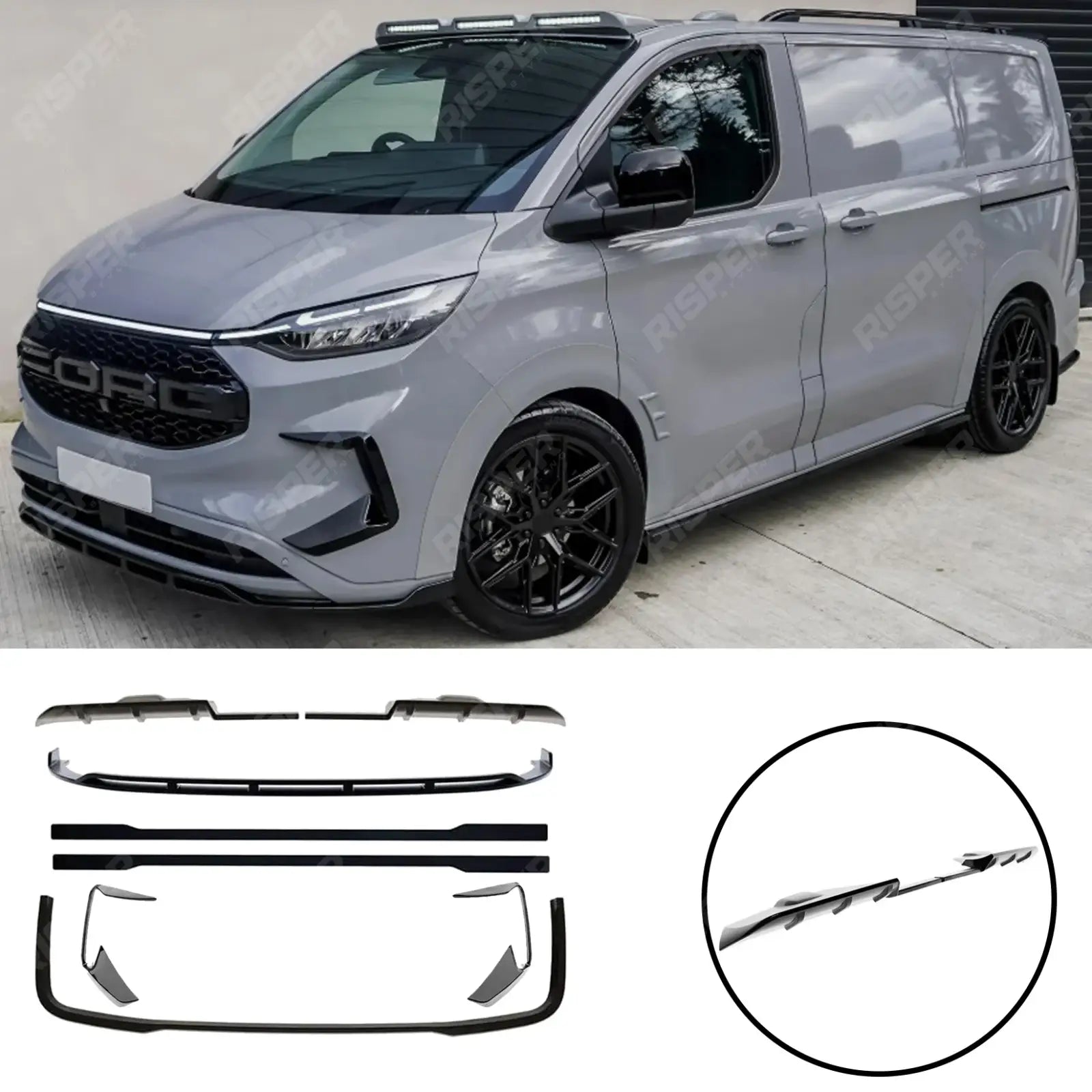 Barn Door SWB Full Low Line Aero Kit V1 In Gloss Black For Ford Transit Custom MK2 2024 on