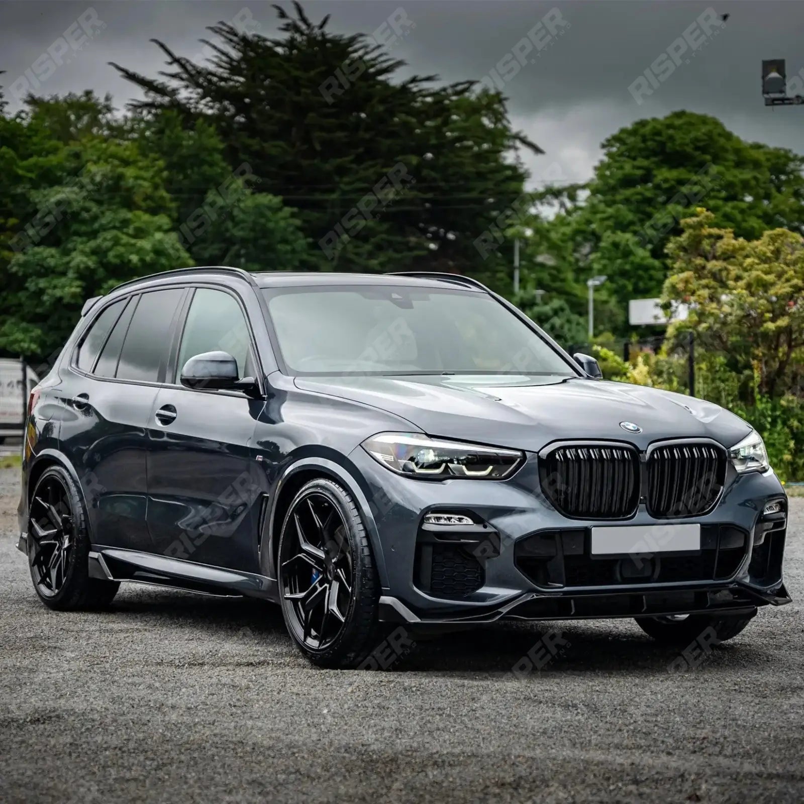 Black Knight Aero Kit Full With Grill & Mirror Caps For Bmw X5 G05 M Sport 2018-2022