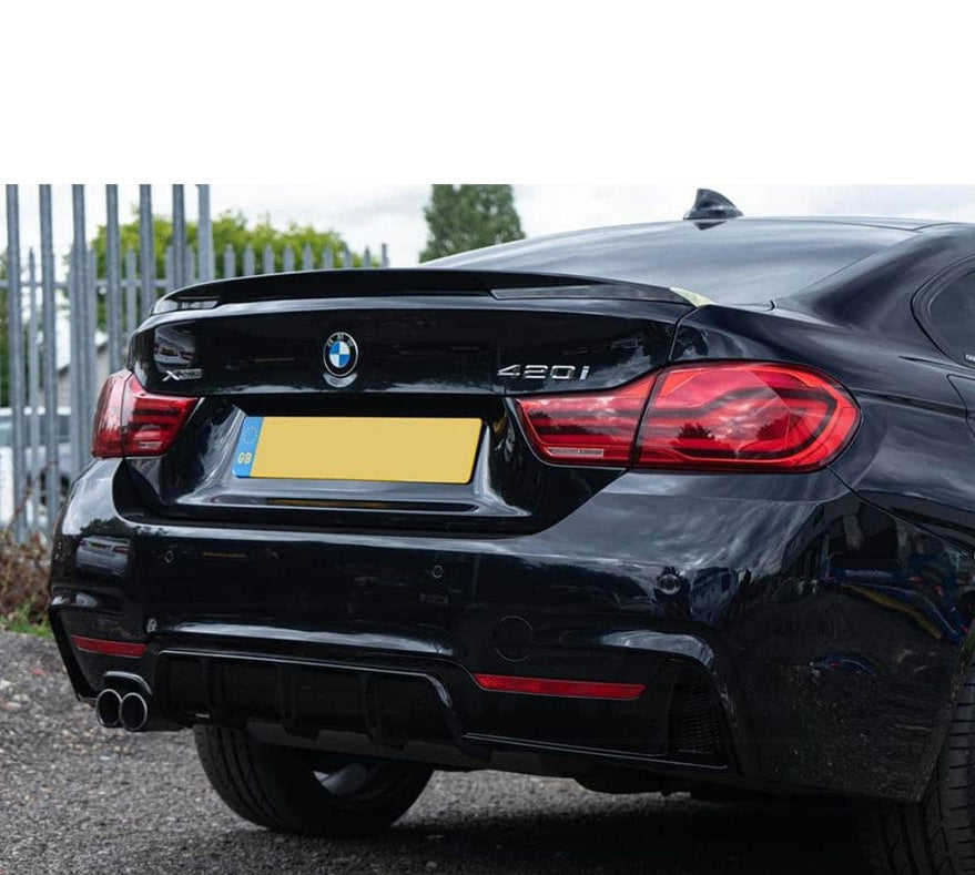 BMW 4 Series F32/F33/F36 GLOSS BLACK TWIN LEFT EXIT EXHAUST DIFFUSER - V2